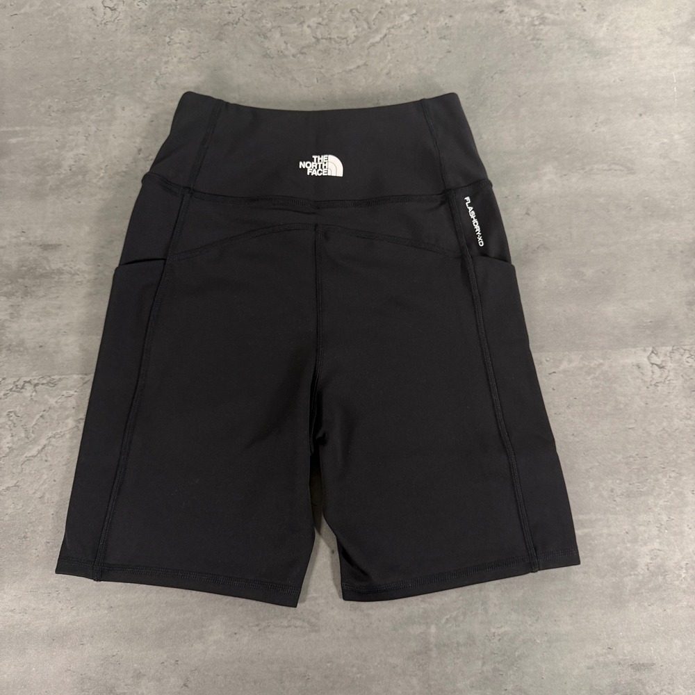 The North Face Skyway Bike Shorts Womens M Black High Rise Pockets Gym Yoga